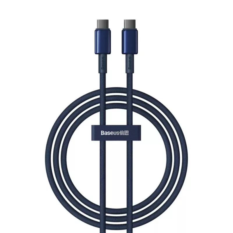 Baseus Tungsten Gold cabo USB-C para USB-C 100W PD 1m azul