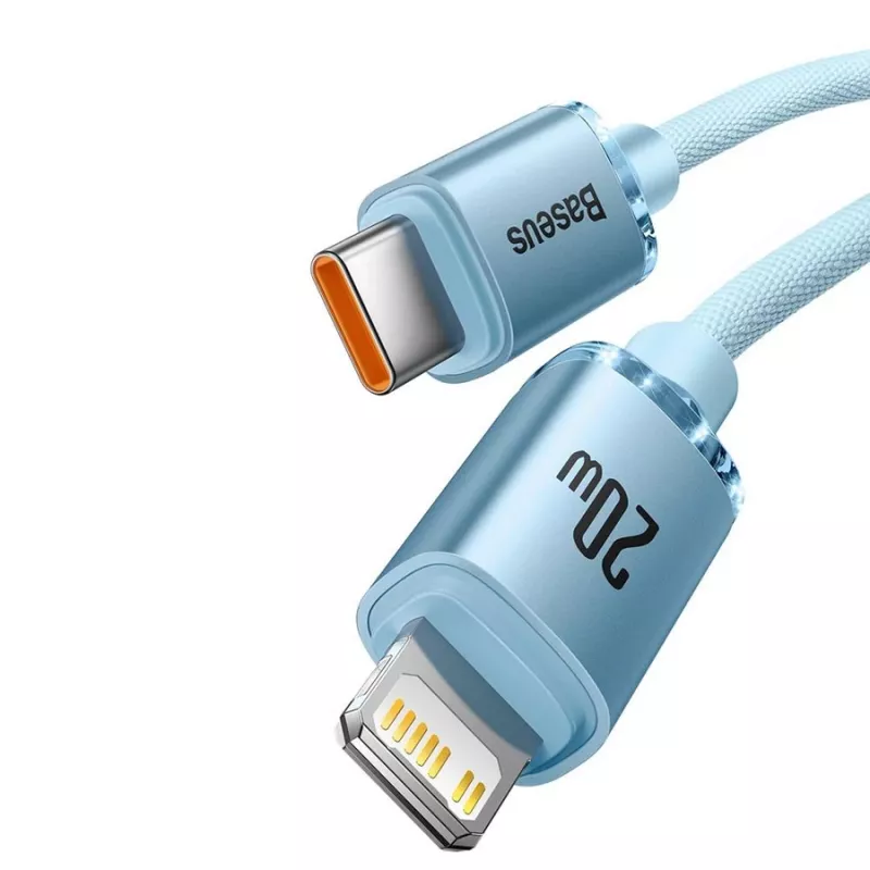 Baseus Crystal Shine cabo USB-C para Lightning 20W, 1,2m, azul