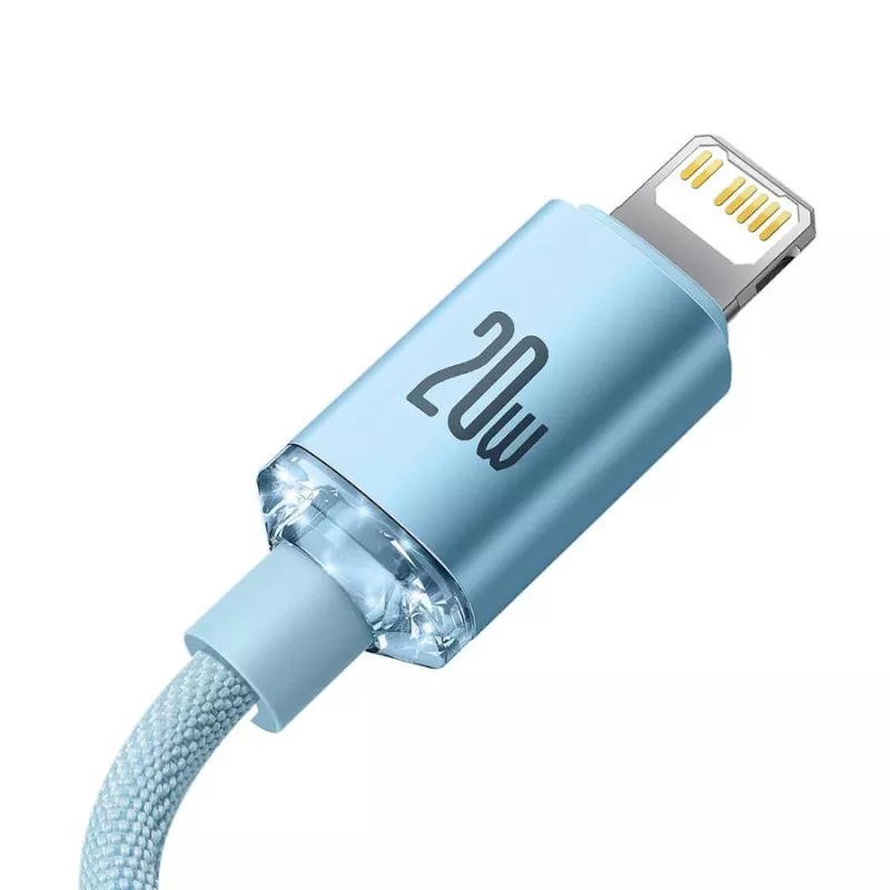 Baseus Crystal Shine cabo USB-C para Lightning 20W, 1,2m, azul