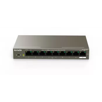 Tenda TEF1109P-8-102W Switch PoE de secretária de 9 portas com 8 portas PoE+, orçamento de 102W, 10/100 Mbps