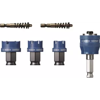 Bosch 2608901963 Progressor para madeira e metal, conjunto de 7 serras copo com adaptador Power Change Plus e broca de centrar HSS-G