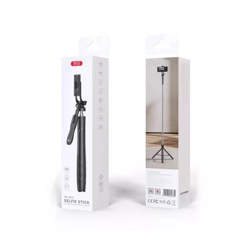 XO SS15 Selfie stick tripé Bluetooth, 180 cm, Preto