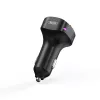 XO BCC12 transmissor FM Bluetooth 5.0 com função de carregamento USB duplo, mãos-livres, indicador LED, leitor MP3 USB/cartão TF, monitor de tensão da bateria do carro para veículos 12V/24V