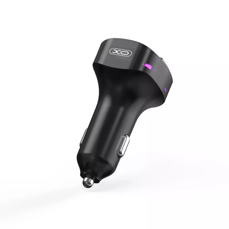 XO BCC12 transmissor FM Bluetooth 5.0 com função de carregamento USB duplo, mãos-livres, indicador LED, leitor MP3 USB/cartão TF, monitor de tensão da bateria do carro para veículos 12V/24V