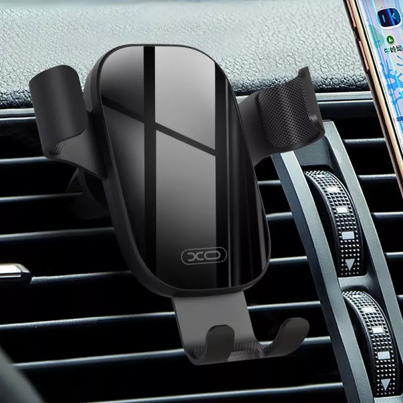 XO C37 Suporte de telemóvel por gravidade para grelha de ventilação do carro, Preto
