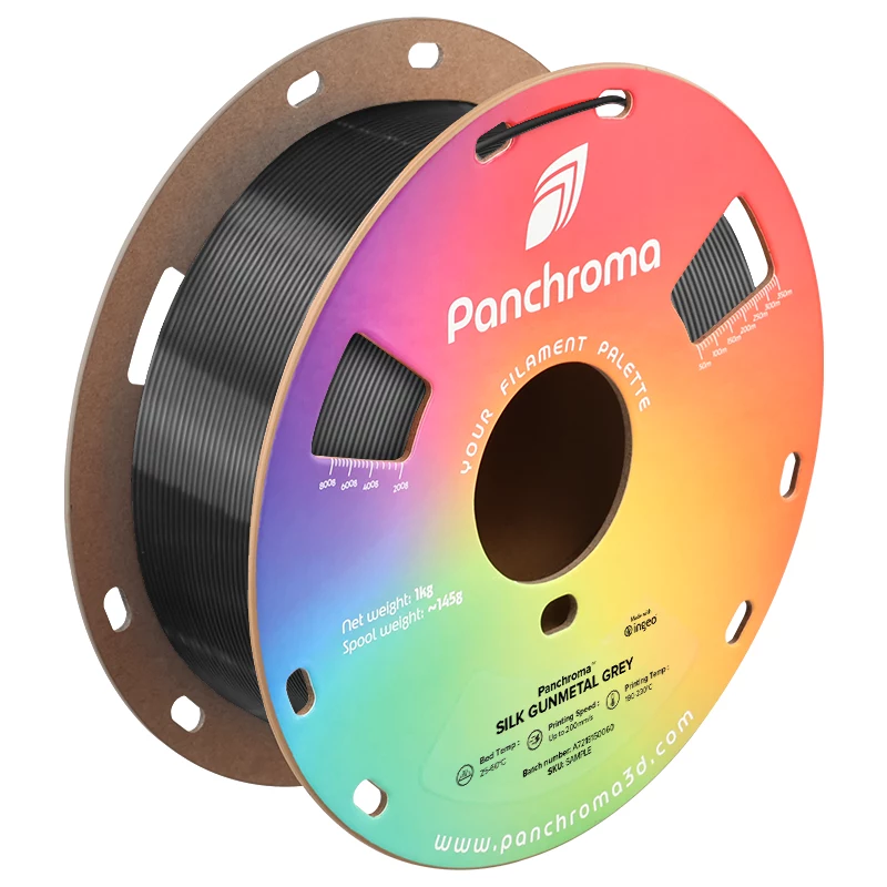 Polymaker Panchroma PLA Silk Filamento para impressora 3D, 1,75 mm, 1 kg, Gunmetal Grey