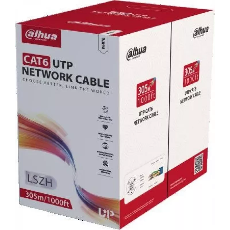 Cabo CAT6 UTP DAHUA PFM923I-6UN-C, 305m, Branco