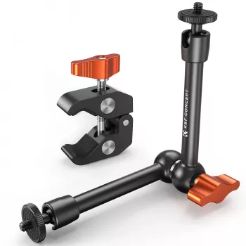 Kit de montagem KF Magic Arm + Super Clamp com rosca de 1/4 polegadas e 3/8 polegadas, mordente 15-55 mm, Preto