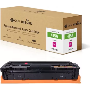 Toner magenta recondicionado G&G substituto do HP 415A (W2013A), 2100 páginas