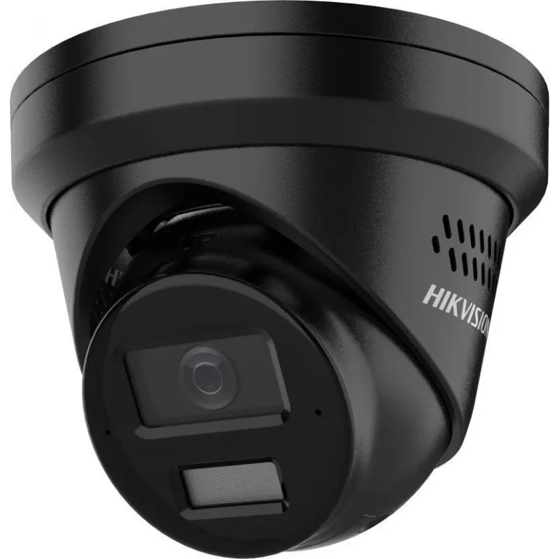 Câmara de rede turret Hikvision 8 MP 4K UHD com AcuSense e Smart Hybrid Light, distância focal fixa de 2,8 mm, preta