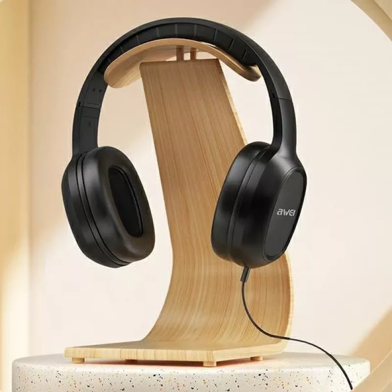 Headset gaming over-ear AWEI GM-6 com microfone, com fios jack 3,5 mm, drivers de 40 mm, preto