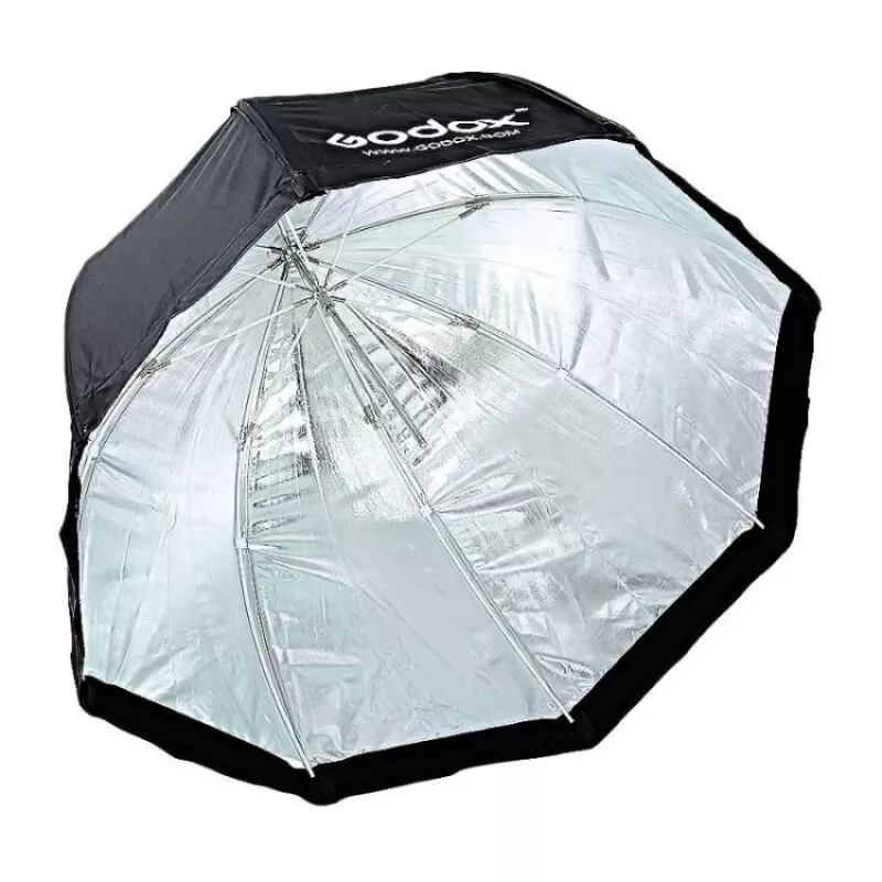 Softbox octogonal com sombrinha Godox SB-UBW95 95cm com encaixe Bowens, interior prateado, difusores e bolsa de transporte