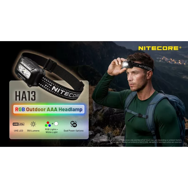 Lanterna de cabeça RGB NITECORE HA13 (2026) 350lm