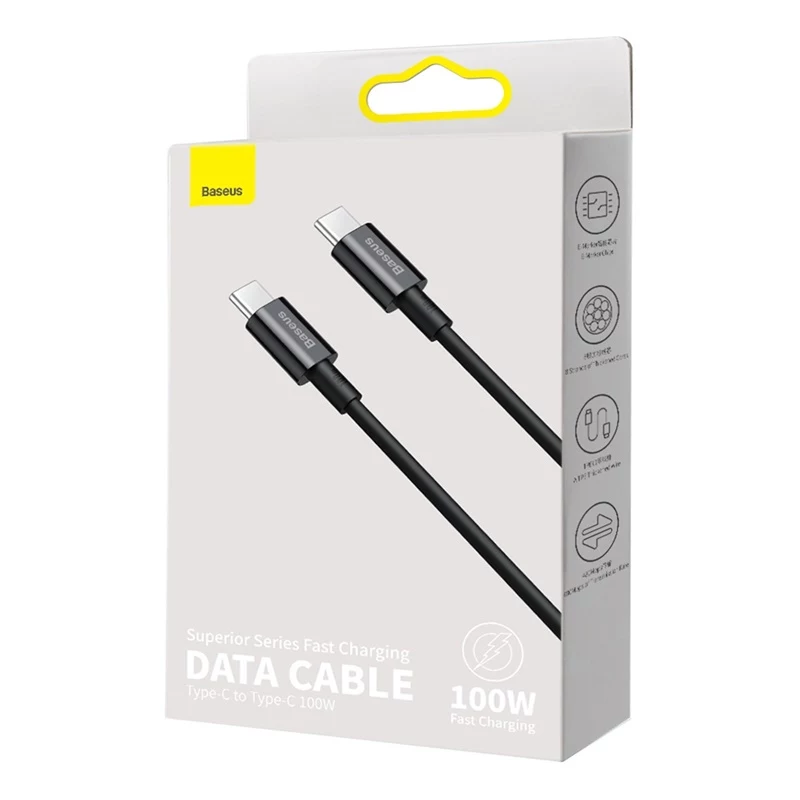 Cabo de carregamento rápido USB-C para USB-C Baseus CATYS-C01 100W PD 2m preto