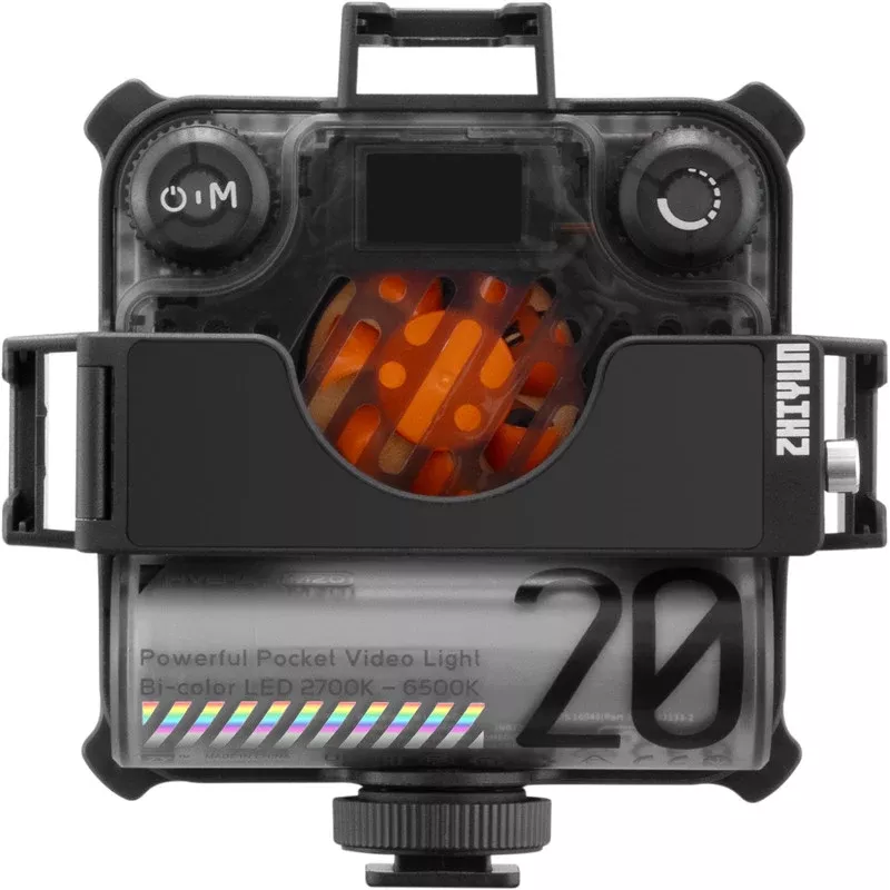 Conjunto de luz de vídeo LED Bi-Color Zhiyun M20 Combo 20W com RGB, mini tripé, difusor, grelha, barndoors