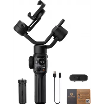 Estabilizador Gimbal de 3 eixos para smartphone Zhiyun C030124ABR1 com luz de preenchimento integrada, Bluetooth 5.0, bateria de 2600 mAh, até 25 h de autonomia, compatível com smartphones de 50-90 mm, preto