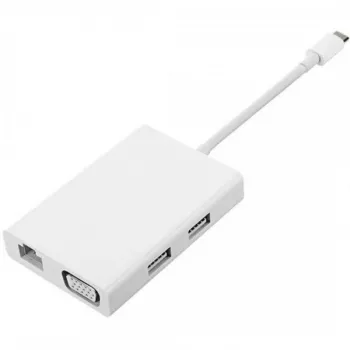 Adaptador múltiplo Xiaomi Mi USB-C para VGA Gigabit Ethernet (branco/prateado)