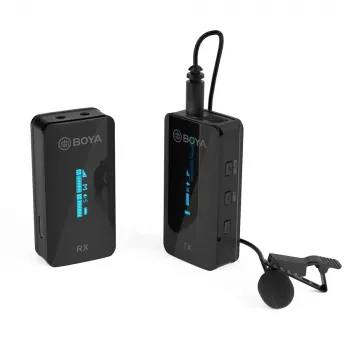 Sistema de microfone sem fios 2,4GHz BOYA BY-XM6-S1 com microfone lavalier para câmaras, smartphones e computadores