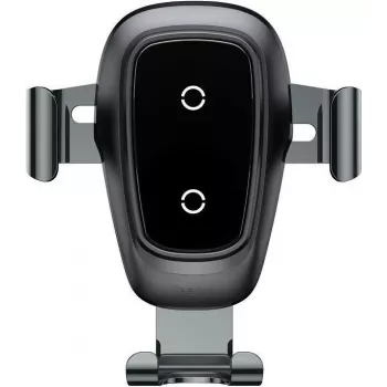 Suporte de automóvel com carregamento sem fios por gravidade Baseus Metal com função de carregamento Qi, saída de ventilação, preto (WXYL-B0A)