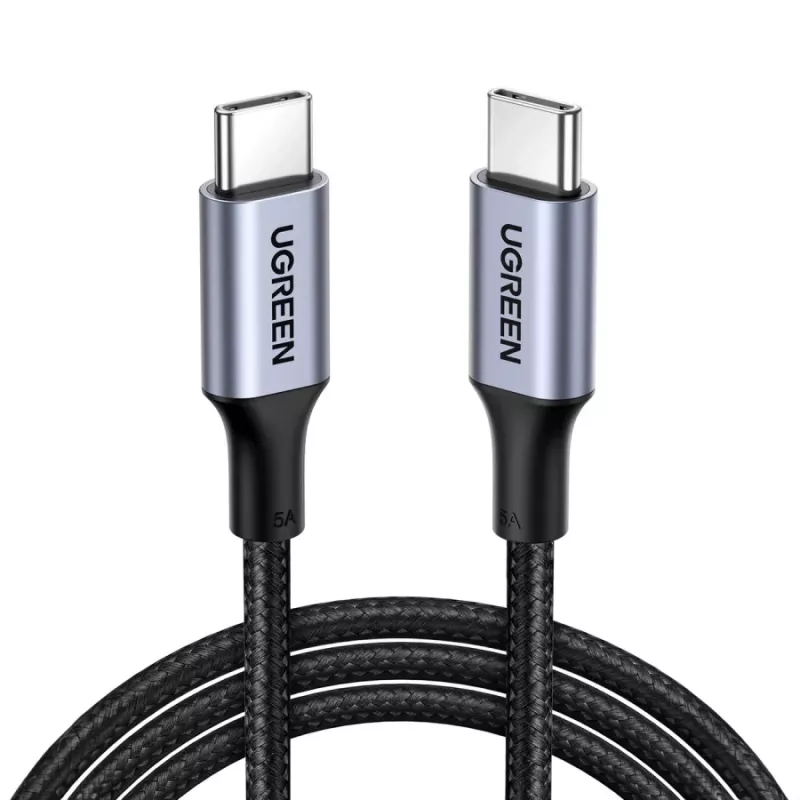 Cabo USB-C para USB-C UGREEN 100W 5A preto 1,5m