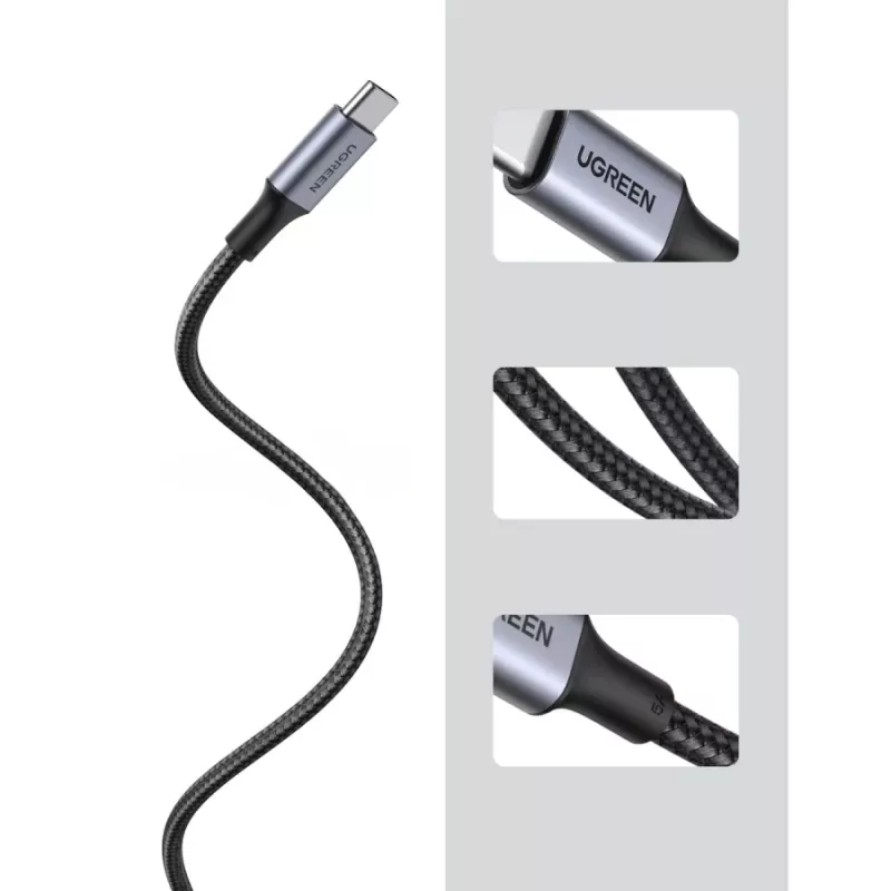 Cabo USB-C para USB-C UGREEN 100W 5A preto 1,5m