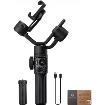 Estabilizador de smartphone Zhiyun Smooth 5S AI com luz de preenchimento magnética, estabilizador de 3 eixos, carga útil de 300g, Preto
