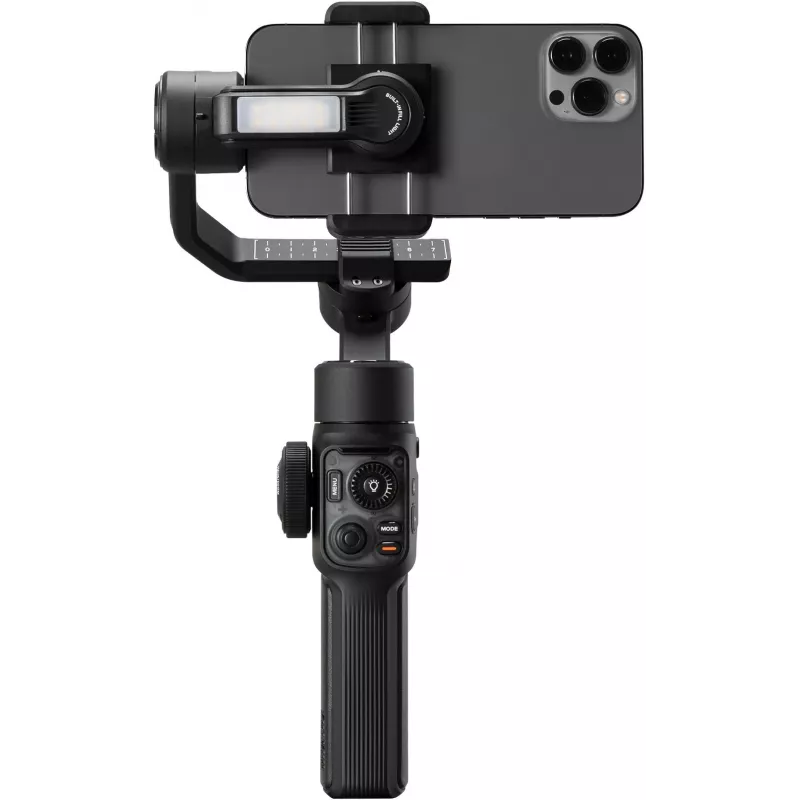 Estabilizador de smartphone Zhiyun Smooth 5S AI com luz de preenchimento magnética, estabilizador de 3 eixos, carga útil de 300g, Preto