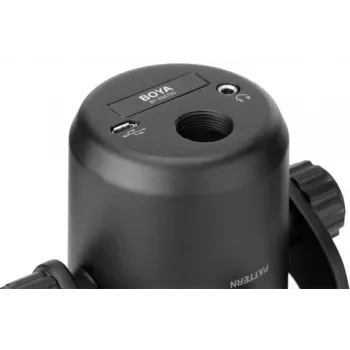 Microfone condensador USB BOYA BY-PM700 com 4 padrões direcionais, monitorização sem latência, suporte integrado