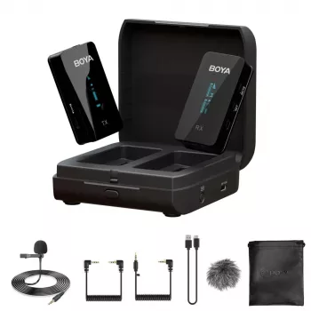 Sistema de microfone lavalier sem fios 2,4GHz BOYA BY-XM6-K1 para câmaras e smartphones