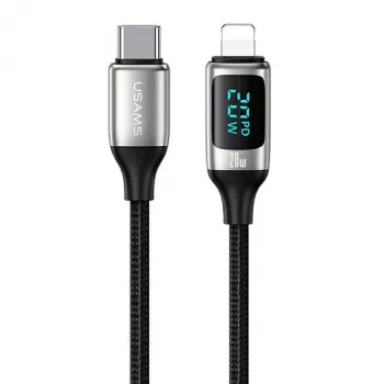 Cabo USAMS U78 USB-C para Lightning trançado com indicador LED 1,2 m 20W PD carregamento rápido branco SJ545USB02