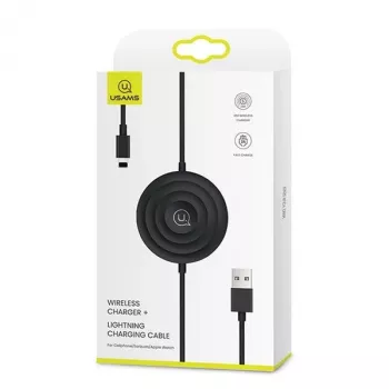 Carregador sem fios USAMS US-CC096 10W Qi com cabo Lightning - preto