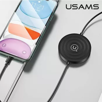 Carregador sem fios USAMS US-CC096 10W Qi com cabo Lightning - preto