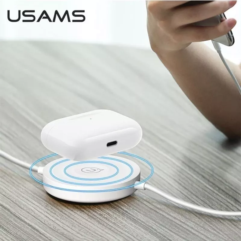 Carregador sem fios USAMS US-CC096 10W Qi com cabo Lightning - preto