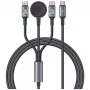 Cabo USAMS Huan Series SJ754 72W USB-C para USB-C com carregador sem fios magnético integrado para smartwatch, preto, 1,2 m