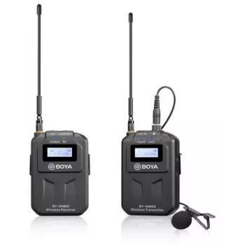 BOYA BY-WM6S sistema de microfone lavalier sem fios UHF para câmaras e smartphones