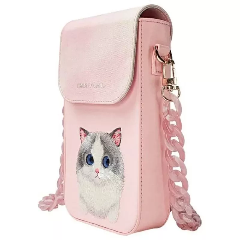 Nimmy Big Eyed Pet 2.0 bolsa de telemóvel gato - bolsa cruzada rosa para smartphones até 6,7