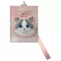 NIMMY Big Eyed Pet 2.0 gato porta-cartões carteira em pele PU rosa com 6 compartimentos para cartões, porta-moedas e fecho de correr