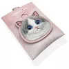 NIMMY Big Eyed Pet 2.0 gato porta-cartões carteira em pele PU rosa com 6 compartimentos para cartões, porta-moedas e fecho de correr