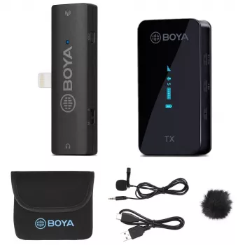BOYA BY-XM6-S3 sistema de microfone sem fios de 2 canais 2,4GHz para dispositivos iOS com ligação Lightning