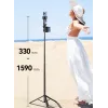 ULANZI MT-70 Monopé Selfie Stick Tripé de 5 Secções em Alumínio com Comando Bluetooth Removível, Dois Suportes para Telefone e Rosca de 1/4 Polegadas, Estende até 880 mm, Preto