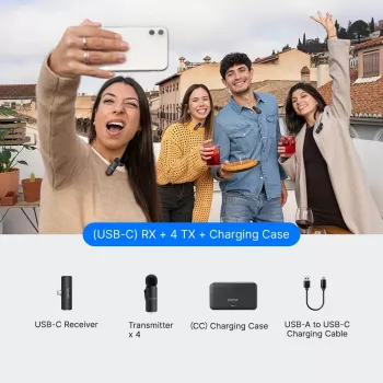 Sistema de microfone de clipe sem fios BOYA BY-V4U USB-C