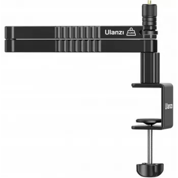 ULANZI LS26 Suporte para microfone com braço articulado e fixação de mesa, alcance de 750 mm, liga de alumínio, preto