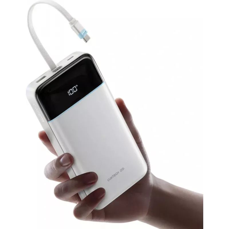 CUKTECH LPB252N Powerbank 120W 25000mAh com cabo USB-C integrado - branco