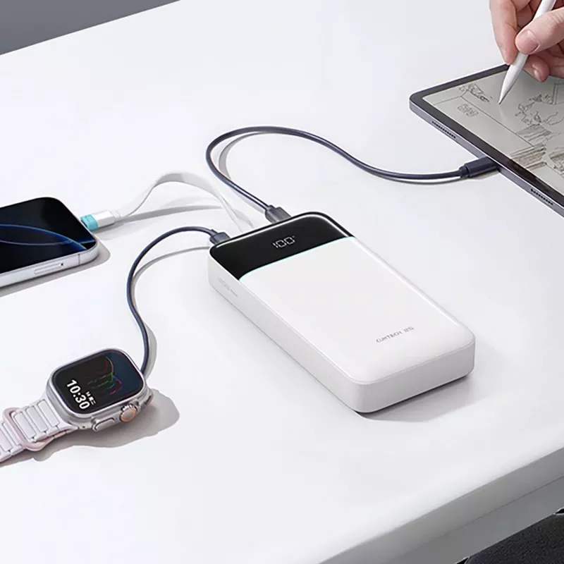 CUKTECH LPB252N Powerbank 120W 25000mAh com cabo USB-C integrado - branco