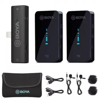 Boya BY-XM6-S4 sistema de microfone sem fios para iOS com Lightning, 2 transmissores (BY-XM6-S4)
