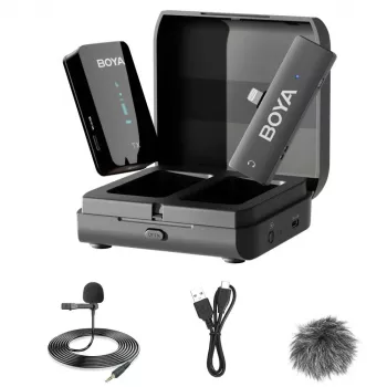 BOYA BY-XM6-K3 Sistema de microfone de lapela sem fios de 2,4 GHz para dispositivos iOS com conector Lightning