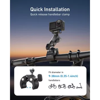 TELESIN Magic Arm Suporte com braço mágico para DJI Osmo Action 5 Pro/4/3, Osmo 360, GoPro, Insta360 – S3-HBM-14-TDJ