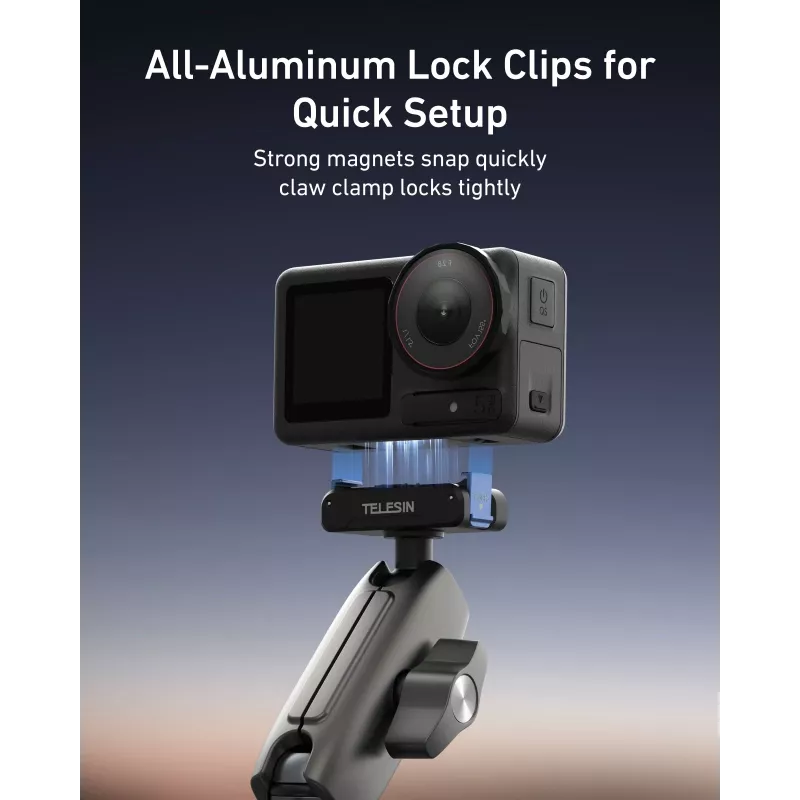 TELESIN Magic Arm Suporte com braço mágico para DJI Osmo Action 5 Pro/4/3, Osmo 360, GoPro, Insta360 – S3-HBM-14-TDJ