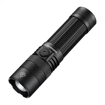 SUPERFIRE F1-S Lanterna LED recarregável 1500 lúmenes com zoom telescópico, 5 modos, IP44, preta
