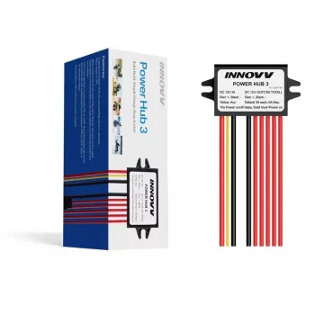 INNOVV Power Hub 3 - distribuidor de energia 12V à prova de água para 5 dispositivos com proteção de bateria e fusíveis